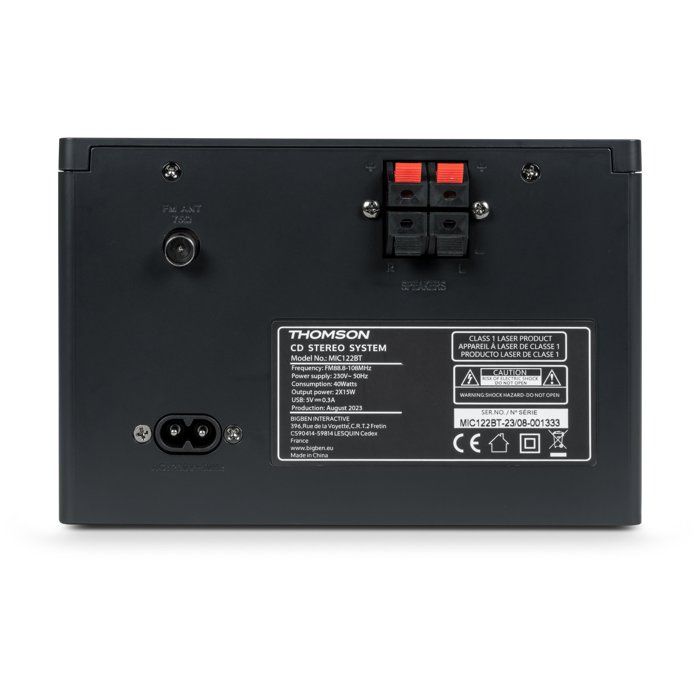 Micro Chaîne - THOMSON - Bluetooth - Radio - CD - MP3 - USB - DAB - Bois et noir