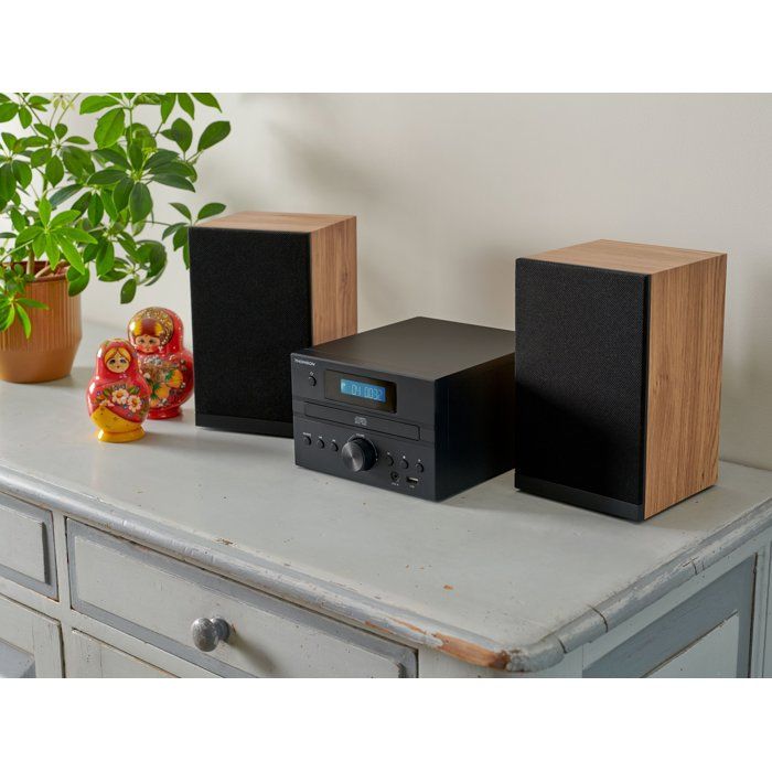 Micro Chaîne - THOMSON - Bluetooth - Radio - CD - MP3 - USB - DAB - Bois et noir
