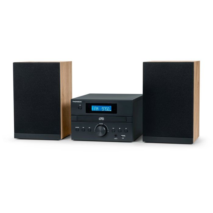 Micro Chaîne - THOMSON - Bluetooth - Radio - CD - MP3 - USB - DAB - Bois et noir