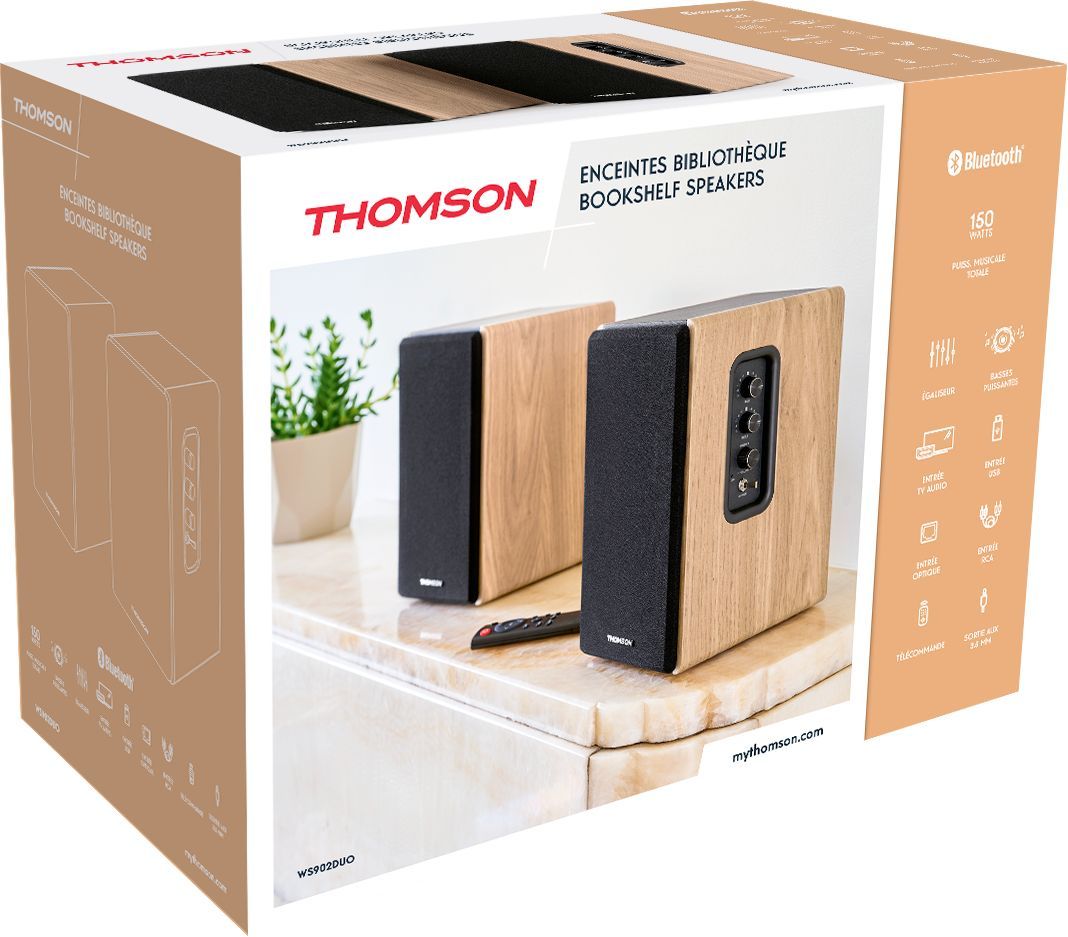 Set enceintes - THOMSON - 2 enceintes - Noir et bois