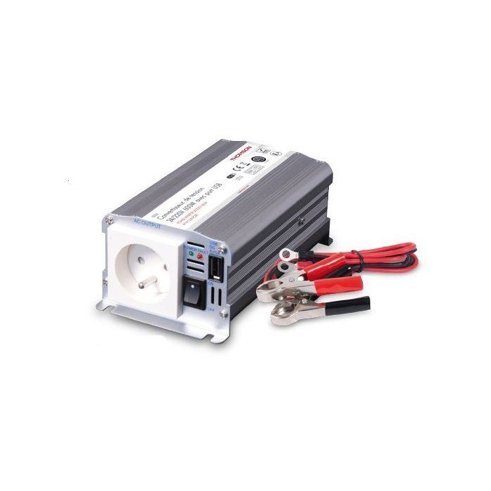 Convertisseur de tension - THOMSON - 24V/220 V - Puissance 600 W - Avec prise USB 2A- Livré avec câbles batterie