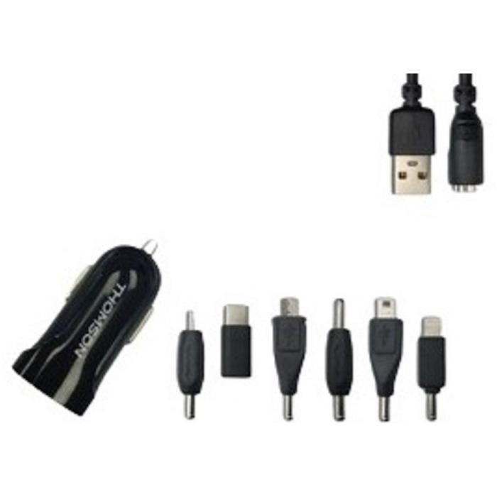 Kit chargeur + connecteur - THOMSON - Chargeur AC - 12/24 V - 6 connecteurs - 2A - Câble 1 m