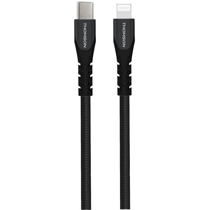 Câble THOMSON Certifié MFI (Made for iPhone/iPad) USB-C vers Lightning-3A- Charge rapide et transfert de données-Longueur 1,5m