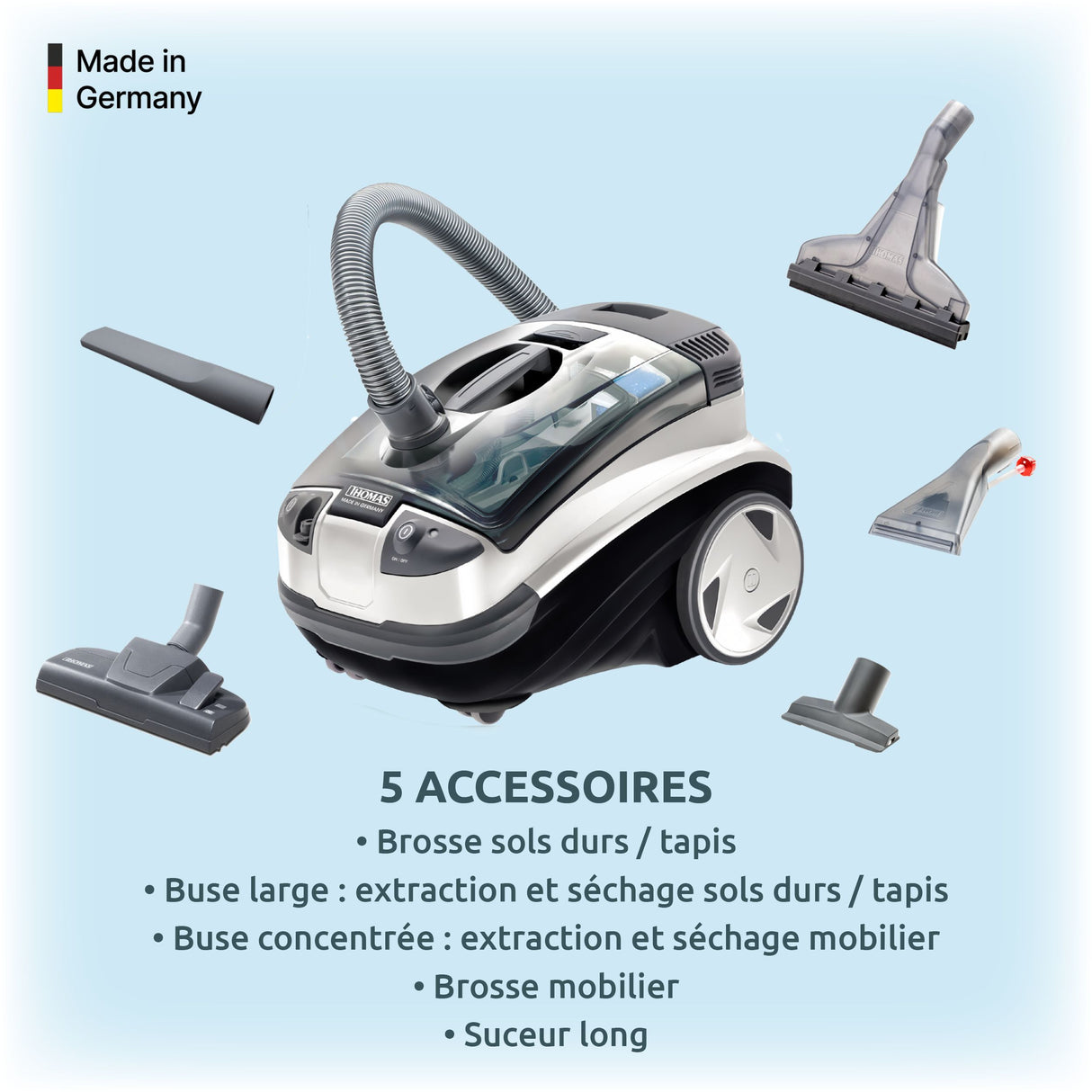 Aspirateur détacheur 2 en 1 - THOMAS - Aquatic Panda - 1700W max - 83 dB(A)