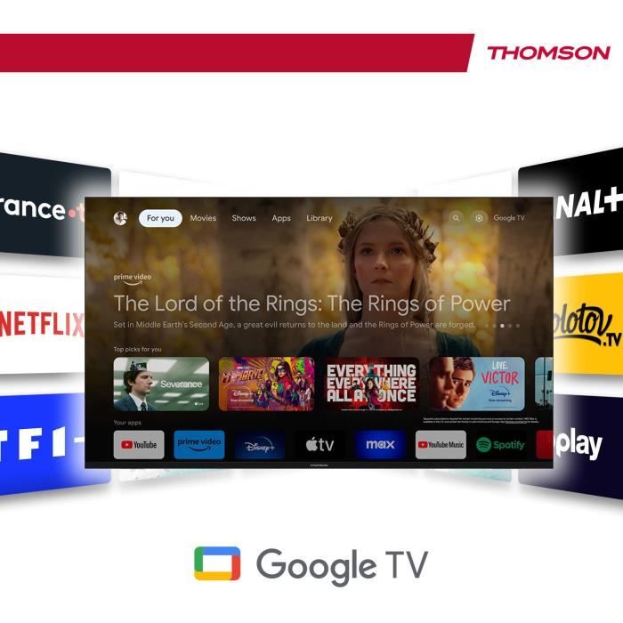 THOMSON 55UG4S14 - TV LED 55 (139 cm) - 4K UHD 3840x2160 - HDR 10 - Google TV - 2xHDMI 2.1 + 2xHDMI 2.0