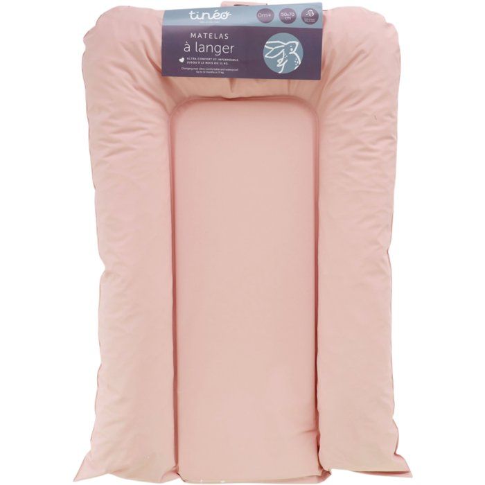 Matelas a langer - TINEO - FLOCONS - PVC - Rose poudre