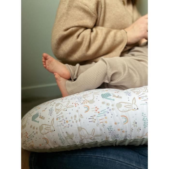 Coussin de maternité - TINEO - Vert sauge - Lapins