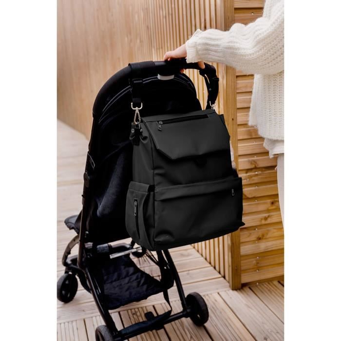 Sac a langer TINEO CASUAL - Forme Sac a dos - Grande capacité de rangement - Noir