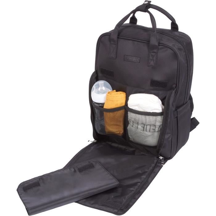 Sac a langer - TINEO- Forme sac a dos - MatelassÈ - Noir