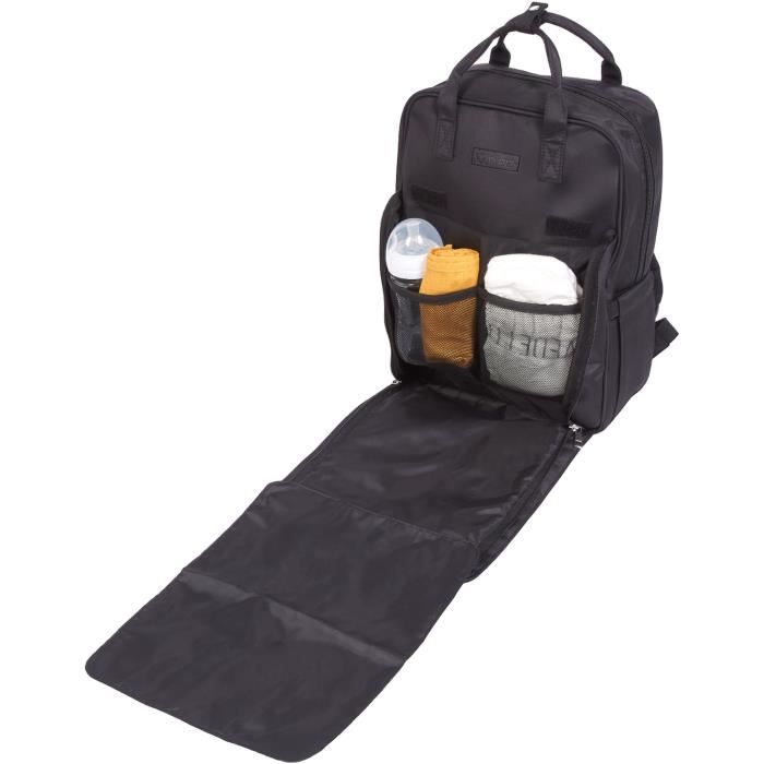 Sac a langer - TINEO- Forme sac a dos - MatelassÈ - Noir