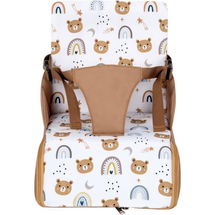 Rehausseur nomade - TINEO - 30 x 28 x 13 cm - Ultra Compact - Camel / Oursons