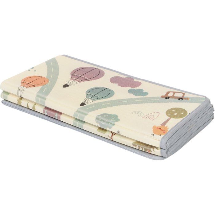Maxi tapis d'éveil - TINEO - Réversible - 150 x 180 cm - Face animaux / Face circuit de voiture