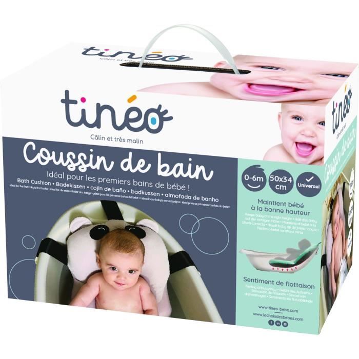 TINÉO - Coussin De Bain Bébé, Siege de Bain Bébé, Systeme d'Attache Universel, Accroche Pour Séchage Rapide, 0-6 mois