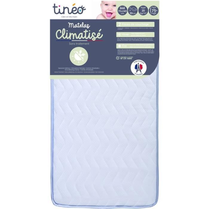 Matelas ClimatisÈ TINEO 70x140x10cm - ClimatisÈ - 1 Face …tÈ - 1 Face Hiver - Sans Traitement - FabriquÈ En France