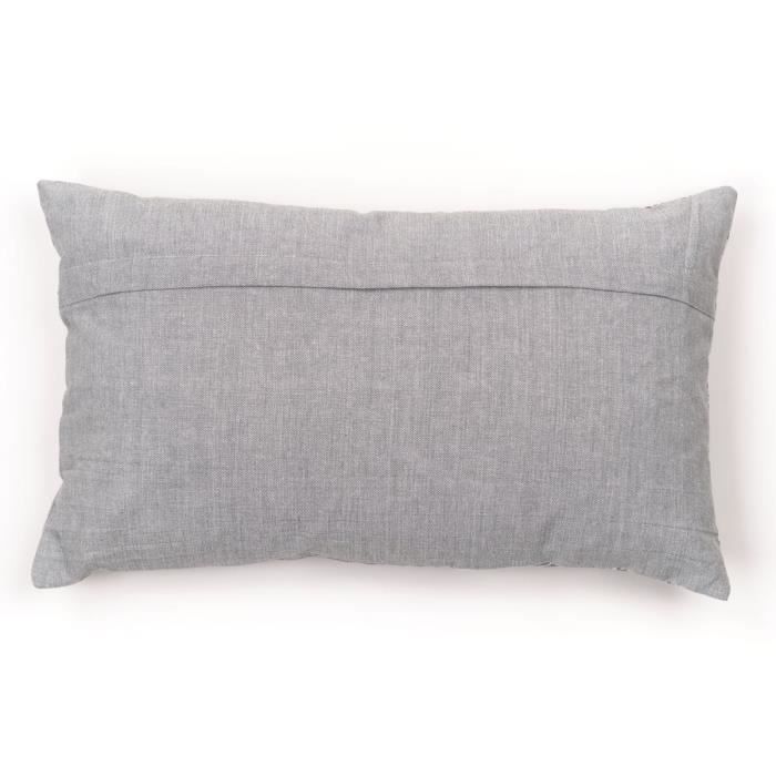 Coussin - TODAY - CHARME - Imprimé x Chambray x Broderie Capucine - 30 x 50 cm