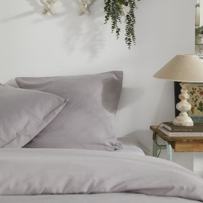 Housse de couette - TODAY - CHARME - Chambray - Gris clair Constance - 260 x 240 cm