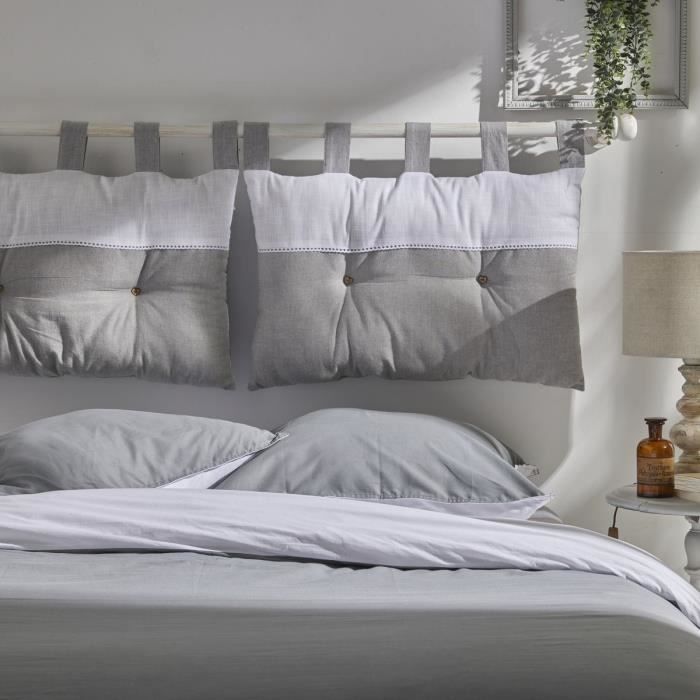 Housse de couette - TODAY - CHARME - Coton 57 fils - Gris clair x Dune Constance - 260 x 240 cm