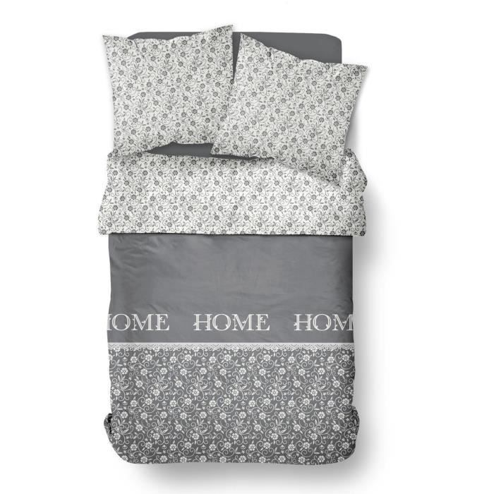 Housse de couette - TODAY - CHARME - Chambray - Gris foncé Capucine - 260 x 240 cm