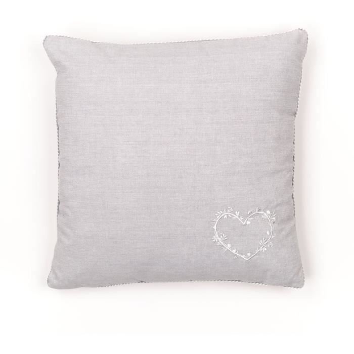 Coussin - TODAY - CHARME - Chambray x Petite broderie Constance - 40 x 40 cm