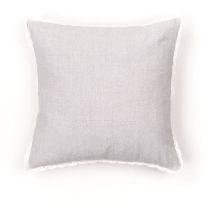 Coussin - TODAY - CHARME - Chambray x Dentelle Capucine - 40 x 40 cm
