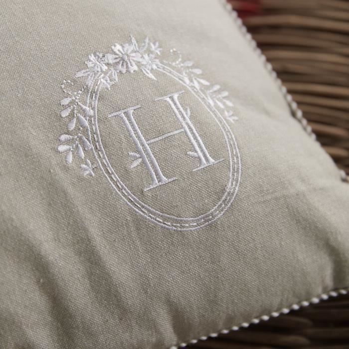 Coussin - TODAY - CHARME - Chambray x Petite broderie Berenice - 40 x 40 cm