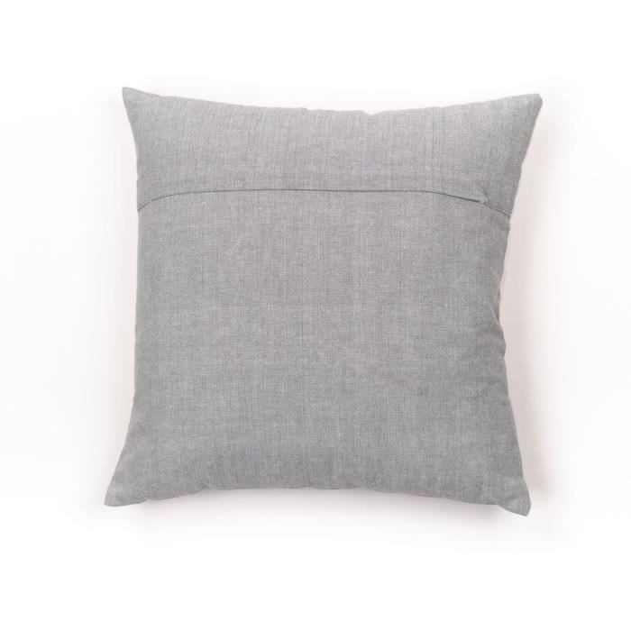 Coussin - TODAY - CHARME - Slub x Chambray x Pompon Capucune - 40 x 40 cm