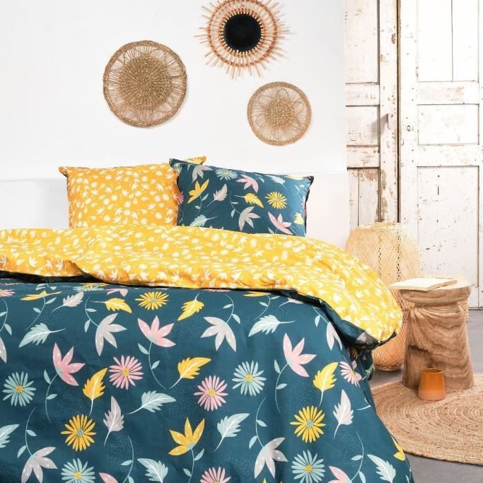 Parure de lit - TODAY - Sunshine - 119461 - 2 personnes - 240x220cm - Coton - Imprimé 11.42