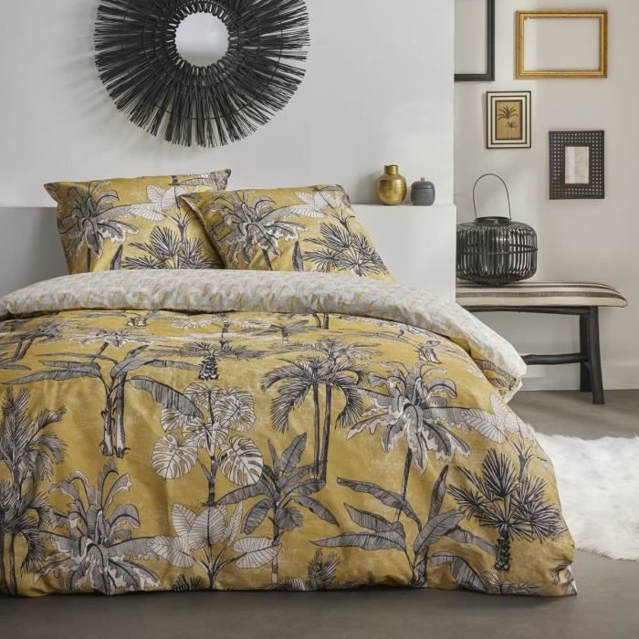 Parure de lit imprimé SUNSHINE LOUISA - TODAY - Jaune 260x240cm