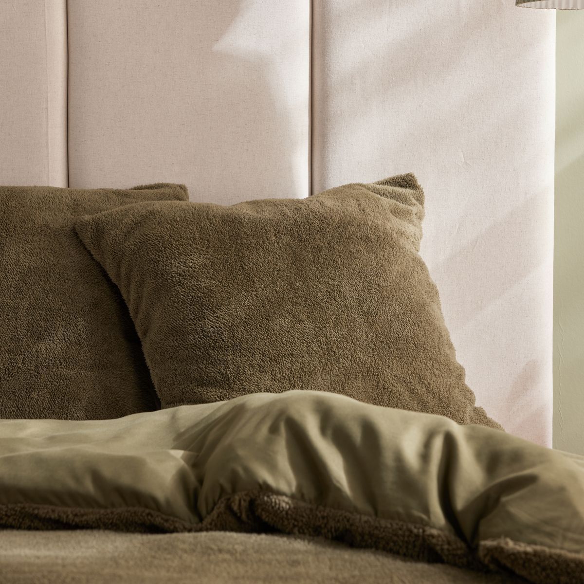 Parure de lit - TODAY - Teddy - 2 personnes - 220 x 240 cm - Vert uni