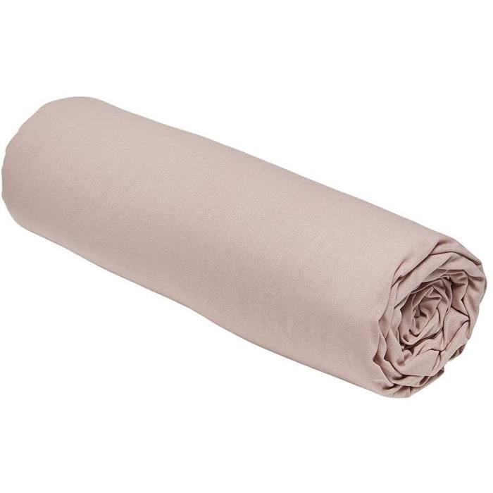 Drap housse TODAY Essential - 90 x 190 cm - 1 personne - 100% Coton uni - Rose des sables