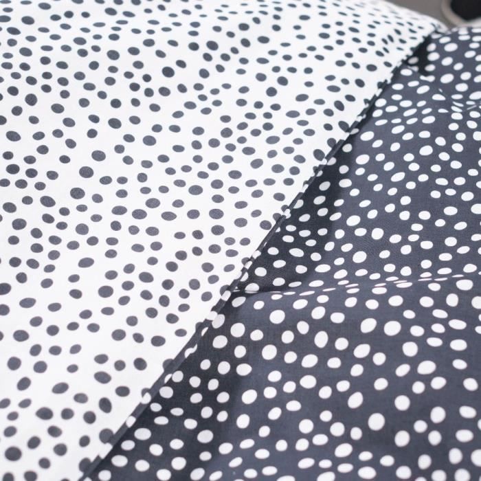 Parure de lit TODAY - housse de couette 140x200 + 1 taie d'oreiller 63x63 - 1 personne - FUNNY2.8 - Blanc et noir