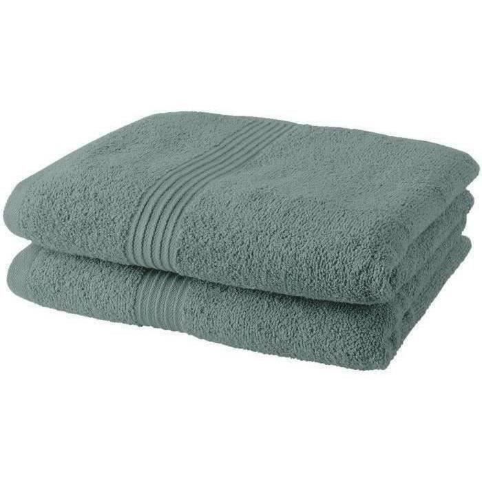 TODAY Essential - Lot de 2 Serviettes de Toilette - 50 x 90 cm - 100 % Coton - Celadon