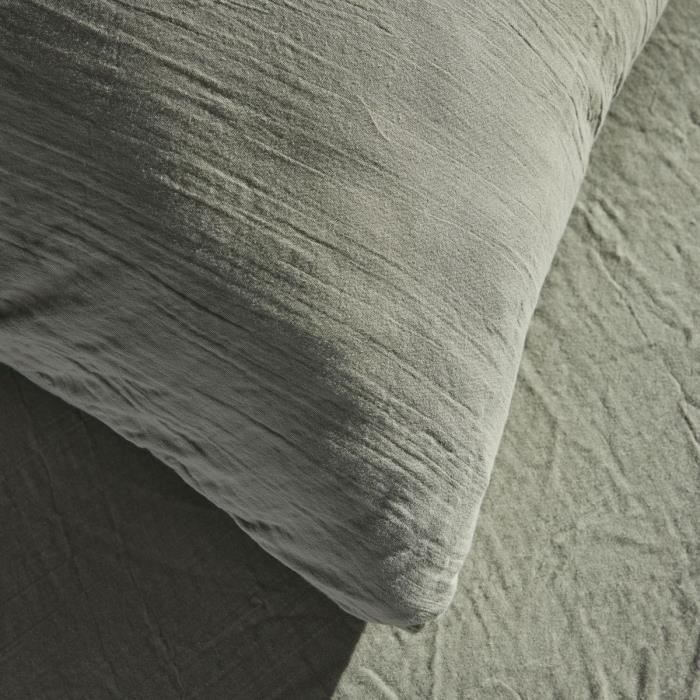 Parure de lit - TODAY - 123327 - 1 personne - 140x200 cm - Gaze de coton unie - Sauge