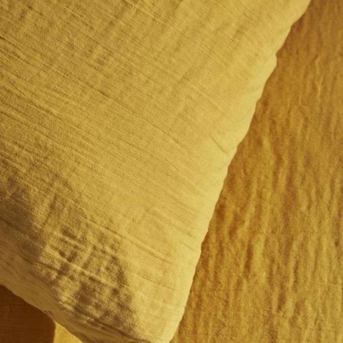 Parure de lit - TODAY - 123669 - 2 personnes - 260x240cm - Gaze de coton unie - Ocre