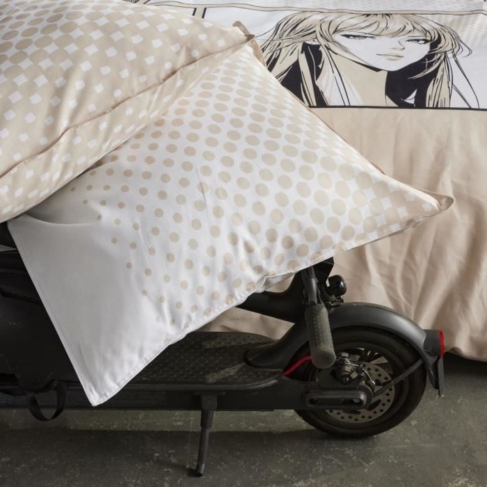 Parure de lit - TODAY - JAVA - 2 personnes - 240x220 cm - Coton - Imprimé Manga - Beige