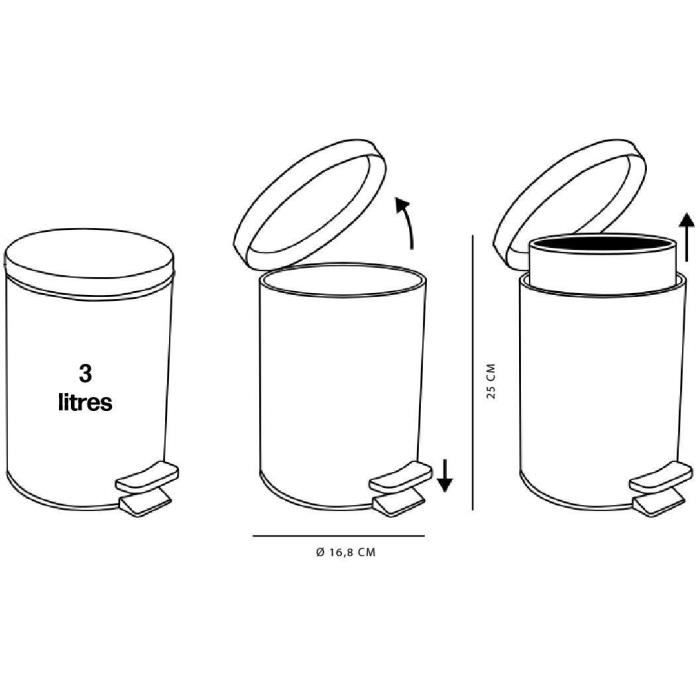 Poubelle de SDB - TODAY - UTILITY - 3 L - Ø 17 x x H 25 cm - Polypropylene - Soft White