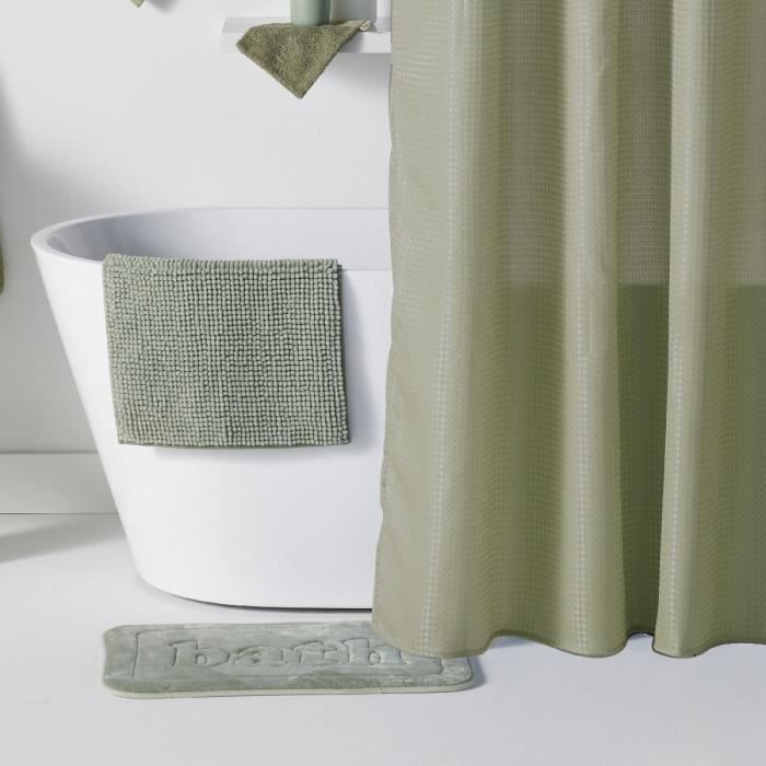 Set de douche - TODAY - UTILITY - Panier, tapis, rideau - Green