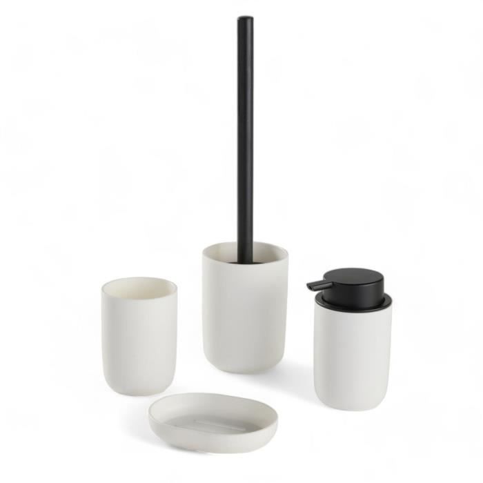 Ensemble de 4 accessoires de SDB - TODAY - UTILITY - Gobelet, distributeur savon, brosse WC - White
