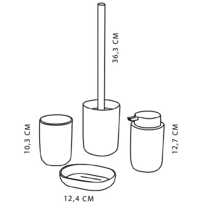 Ensemble de 4 accessoires de SDB - TODAY - UTILITY - Gobelet, distributeur savon, brosse WC - White