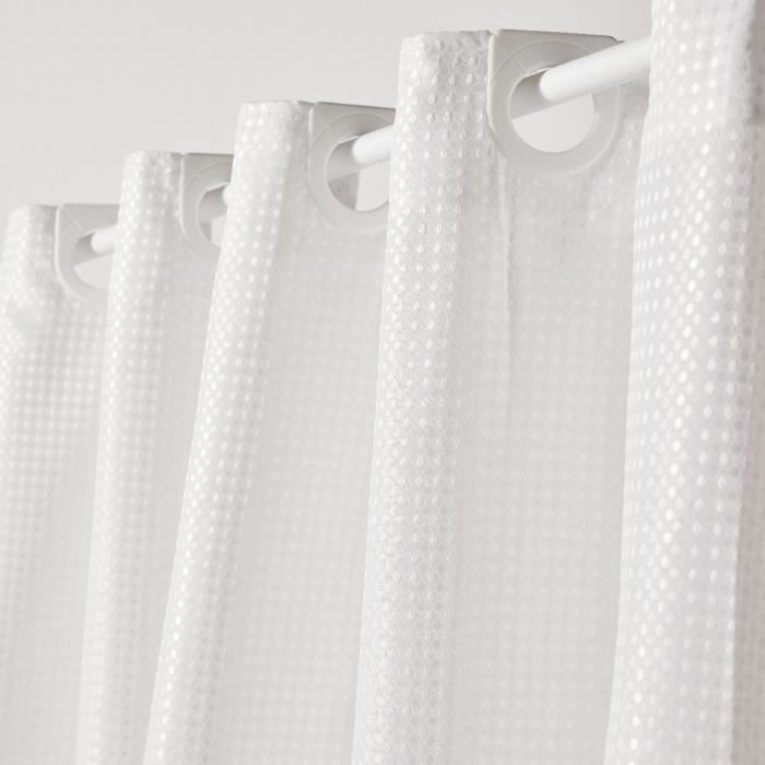 Rideau de douche gauffré - White - Polyester - 180 x 200 cm - 12 crochets - UTILITY - TODAY