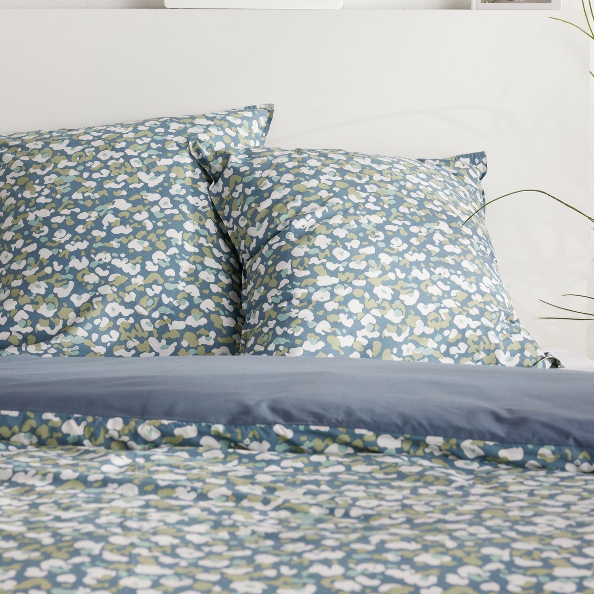Parure de lit - TODAY - Sunshine - 2 personnes - 220 x 240 cm - Coton imprimé floral bleu