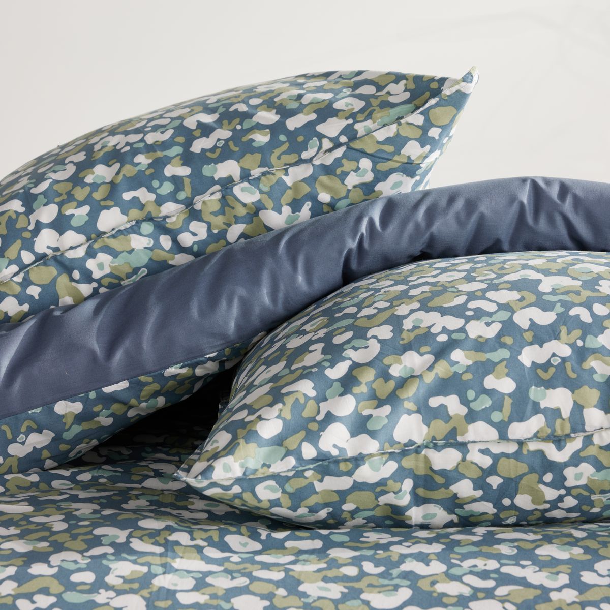 Parure de lit - TODAY - Sunshine - 2 personnes - 220 x 240 cm - Coton imprimé floral bleu