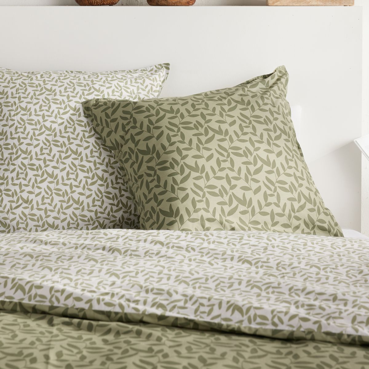 Parure de lit - TODAY - Sunshine - 2 personnes - 220 x 240 cm - Coton imprimé floral vert