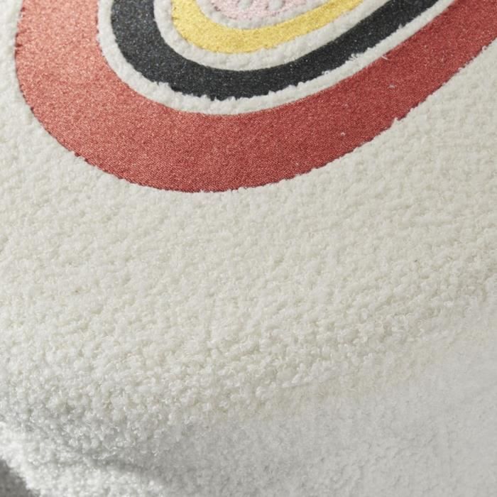 Ensemble parure de lit enfant + coffre de rangement pouf pliable - TODAY - ARC EN CIEL - 140 x 200 cm - Coton