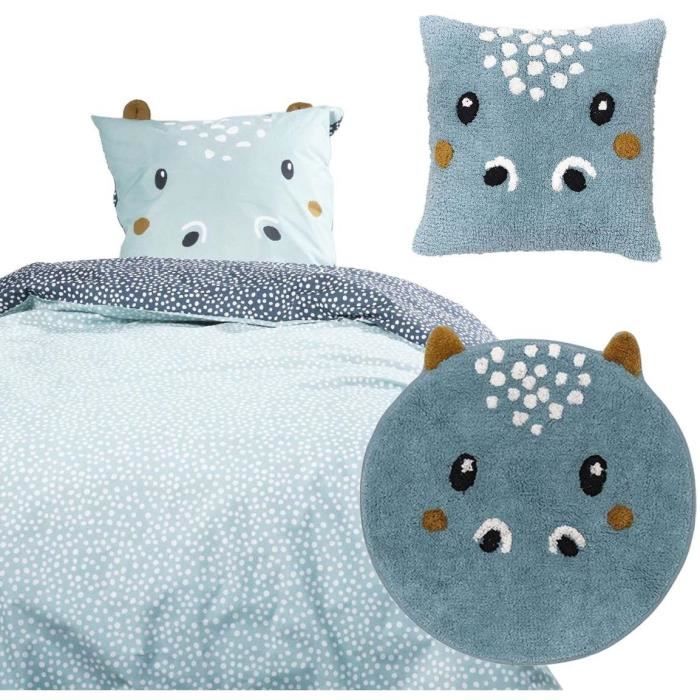 Ensemble parure de lit enfant + coussin + tapis tufté - TODAY - HYPO - 140 x 200 cm - Coton