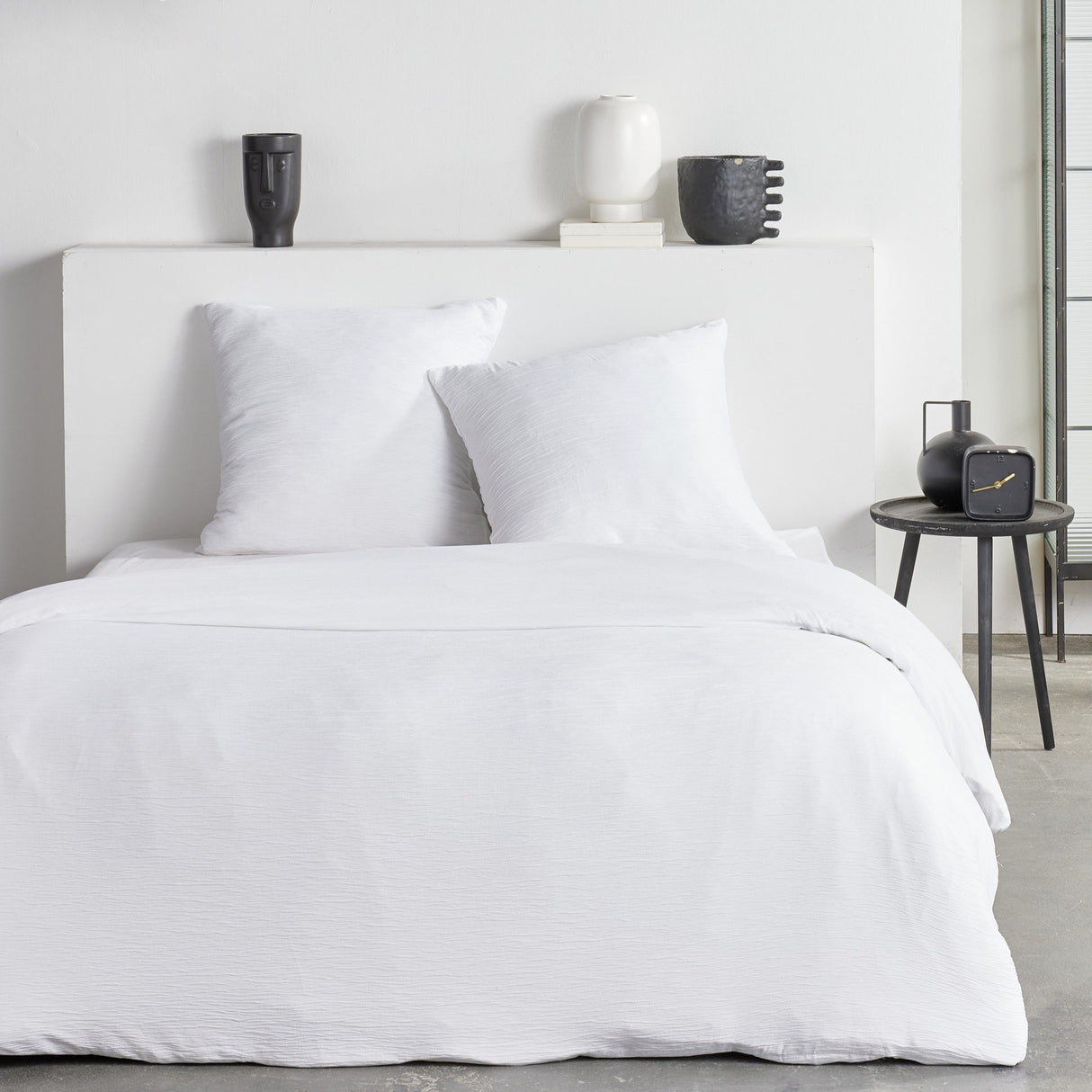 Parure de lit - TODAY - Essential - 2 personnes - 220 x 240 cm - Effet crépon blanc