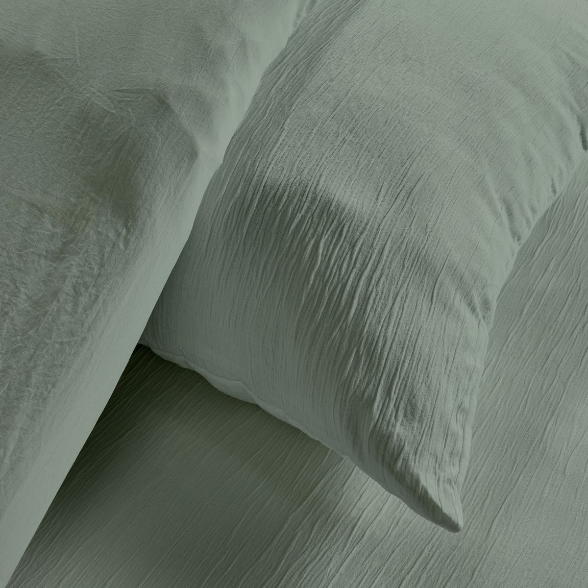 Parure de lit - TODAY - Essential - 2 personnes - 220 x 240 cm - Effet crépon sauge