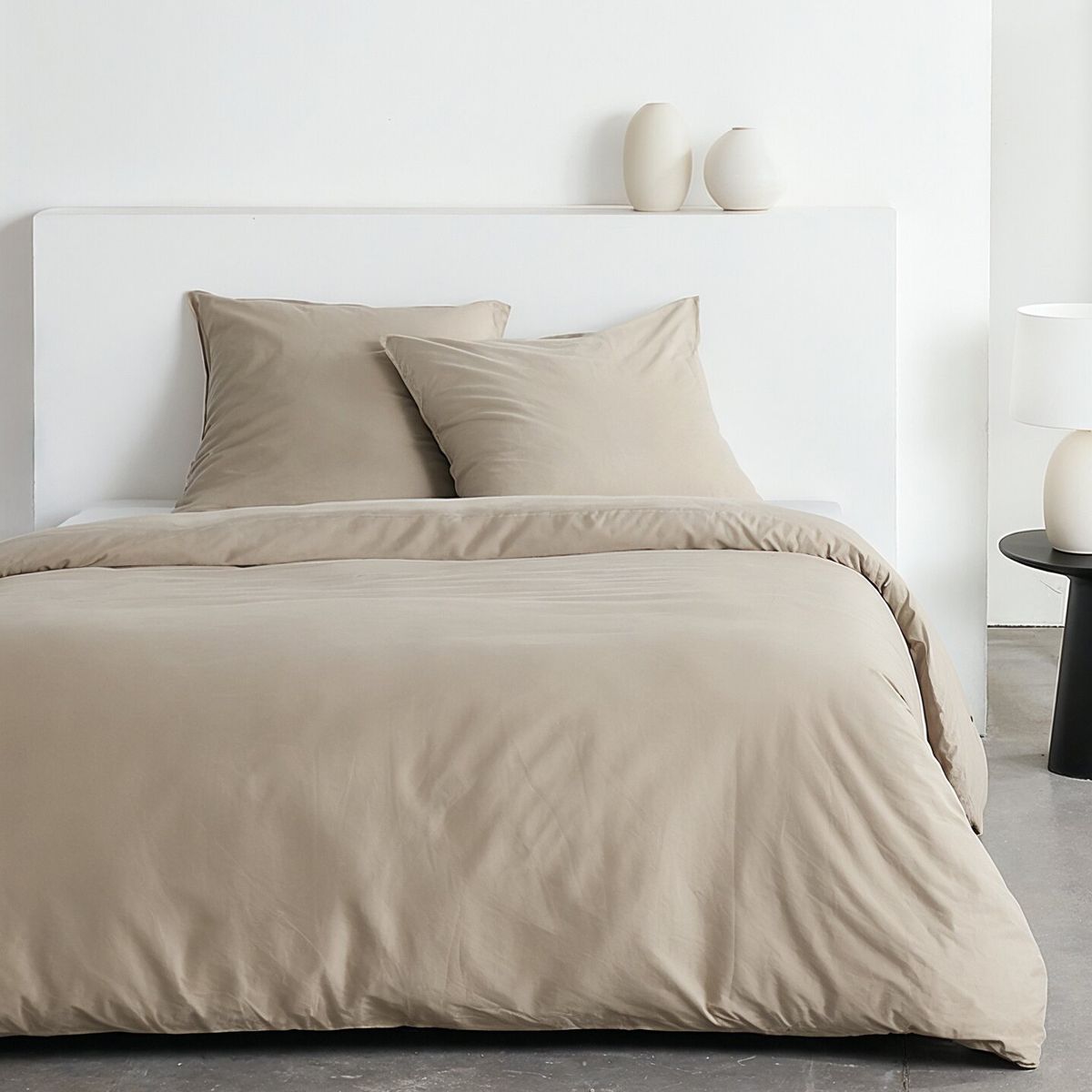 Parure de lit - TODAY - Essential - 2 personnes - 220 x 240 cm - Effet lavé beige