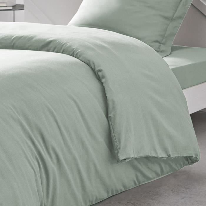 Housse de couette TODAY Essential - 140 x 200 cm - 1 personne - 100% Coton uni - Celadon