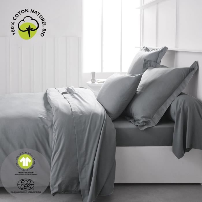 Taie d'oreiller - TODAY - 63 x 63 cm - Coton bio - Certifié GOTS - oeko-Tex